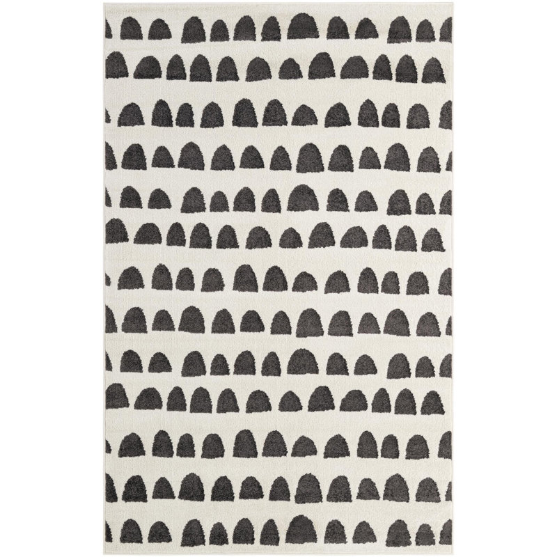  Tapis pour enfant Hillow Whimsy, Gris / Blanc, Rectangle 5 pi 1 po x 8 pi