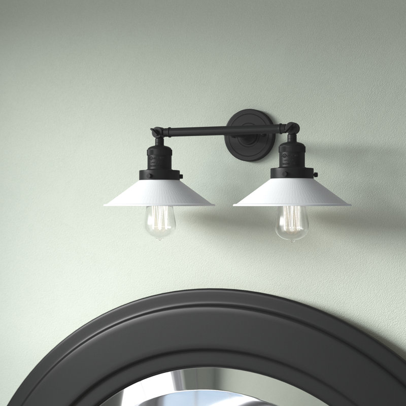 Éclairage pour salle de bain 2 lumières Alexandira, Boîtier blanc mat, DEL, Nickel poli noir