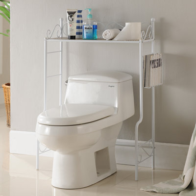 Freestanding Bathroom Shelf Storage Organizer Rack with Three Open Shelves and Over Toilet Design for Towels Toiletries and Decorative Display in a Compact and Functional - White