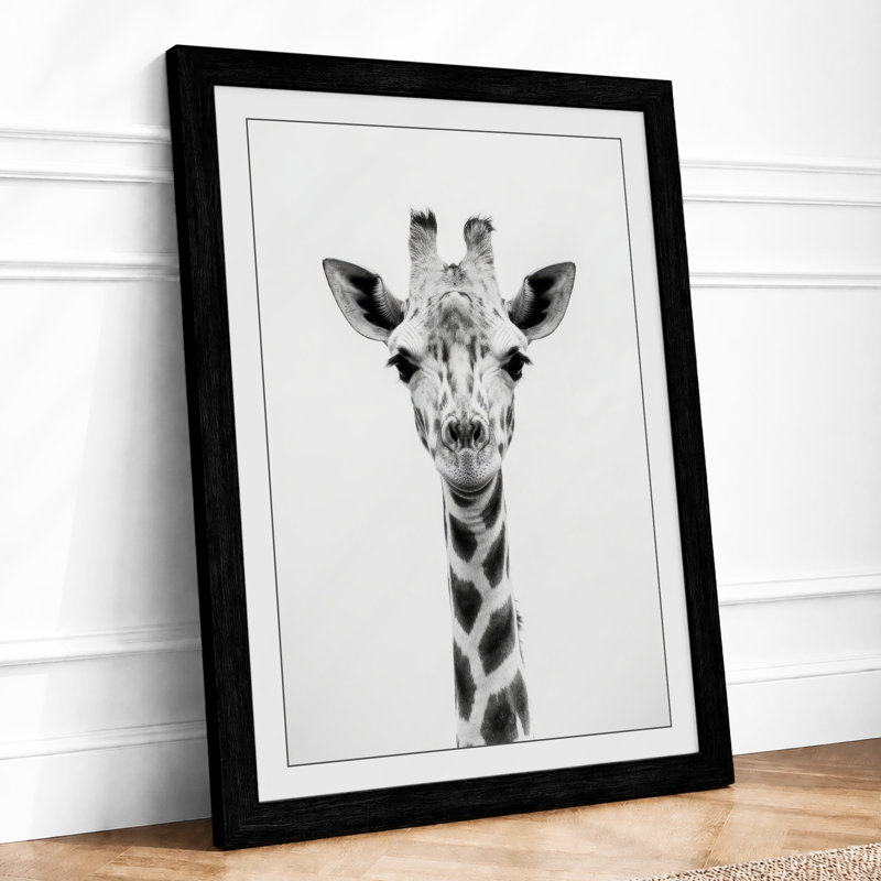 Giraffe Portrait Modern - Framed Print, A1 - 84.1 x 59.4 cm, Black