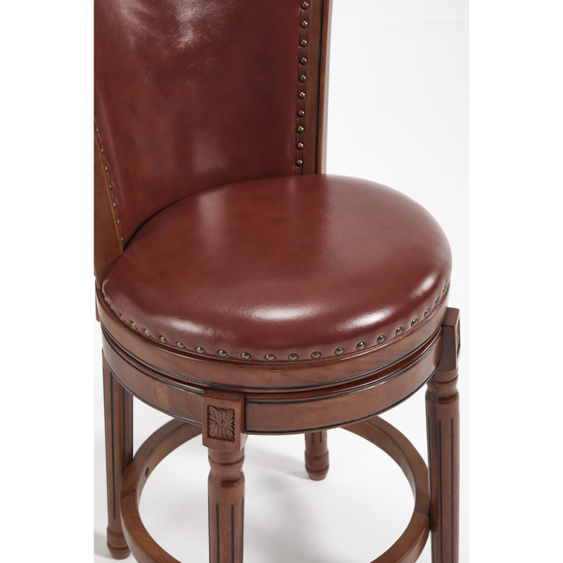 Tabouret de bar pivotant en bois de qualité supérieure avec dossier en bois, brun, comptoir et hauteur de comptoir pour la cuisine