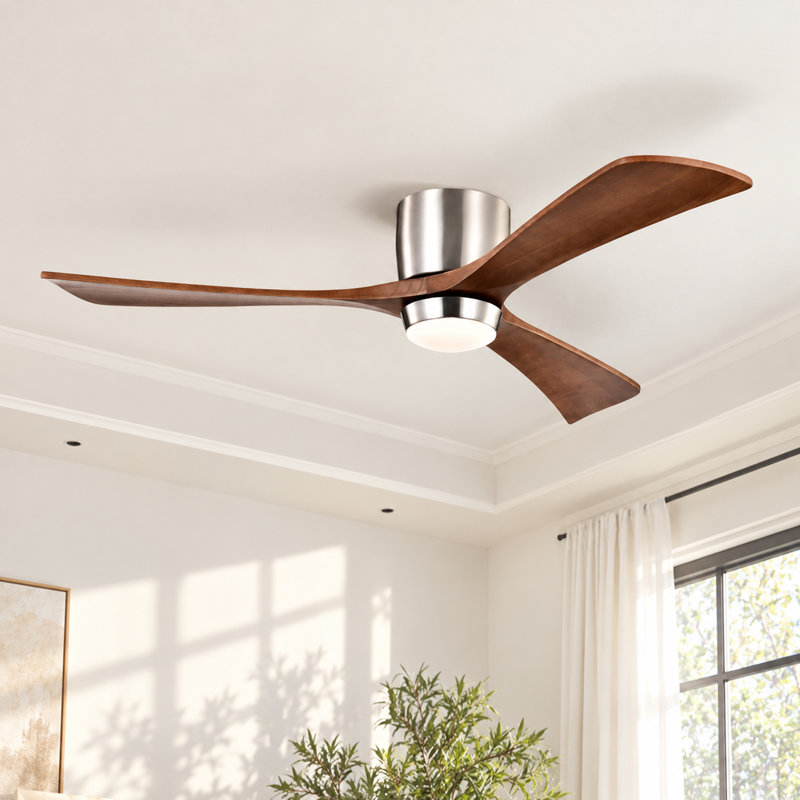 Ventilateur de plafond à DEL à intensité variable de 52 po avec télécommande 3CCT et mémoire de minuterie à moteur à courant continu pour le salon ou la cuisine