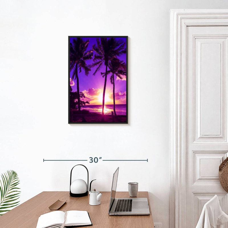 Plage de sérénité, Cadre flottant noir, 17 po x 25 po