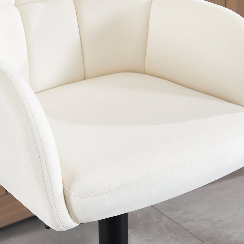 Adjustable Bar Stools with Armrests and Matte Base for Kitchen Island, Cream