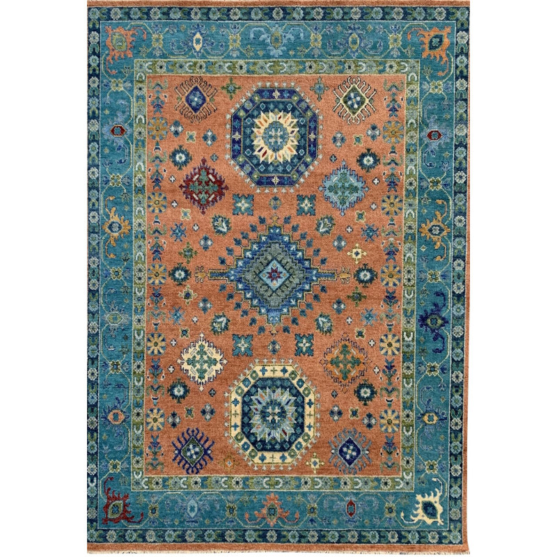 Ava Kazak Coral Hand Knotted Wool Rug 9'0" x 12'0"