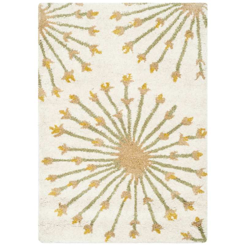 Tapis beige / doré en laine touffeté à la main Mccullough, Rectangle 2 pi x 3 pi