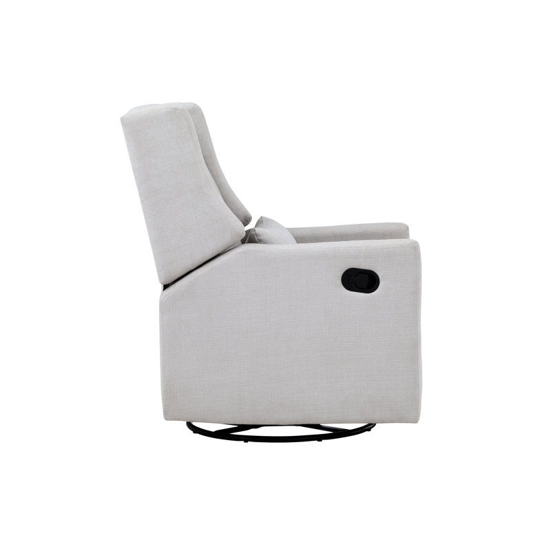 Blanco White Swivel Glider Recliner with Lumbar Pillow