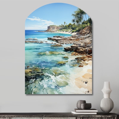 Beach Photo Tropical Paradise III - Coastal Beach Arch Shape Metal Wall Sculpture