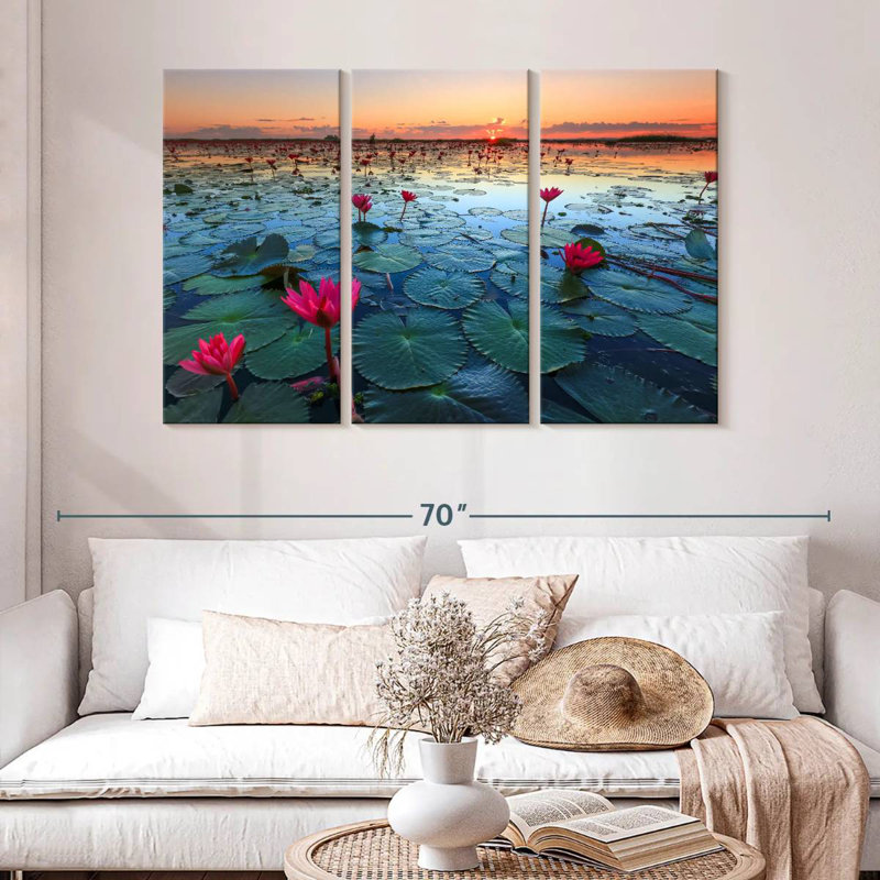 Harnek Lake Nong Harn Lotus, 32" H x 50" W