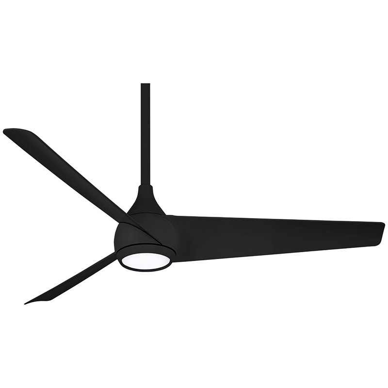 52'' 3 - Blade LED Smart Standard Ceiling Fan with Remote Control and Light Kit Included, Black