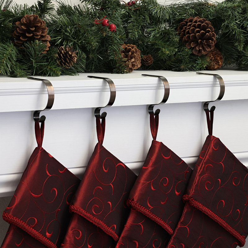 Bronze Adjustable MantleClip Junior Stocking Holders, 4-Pack