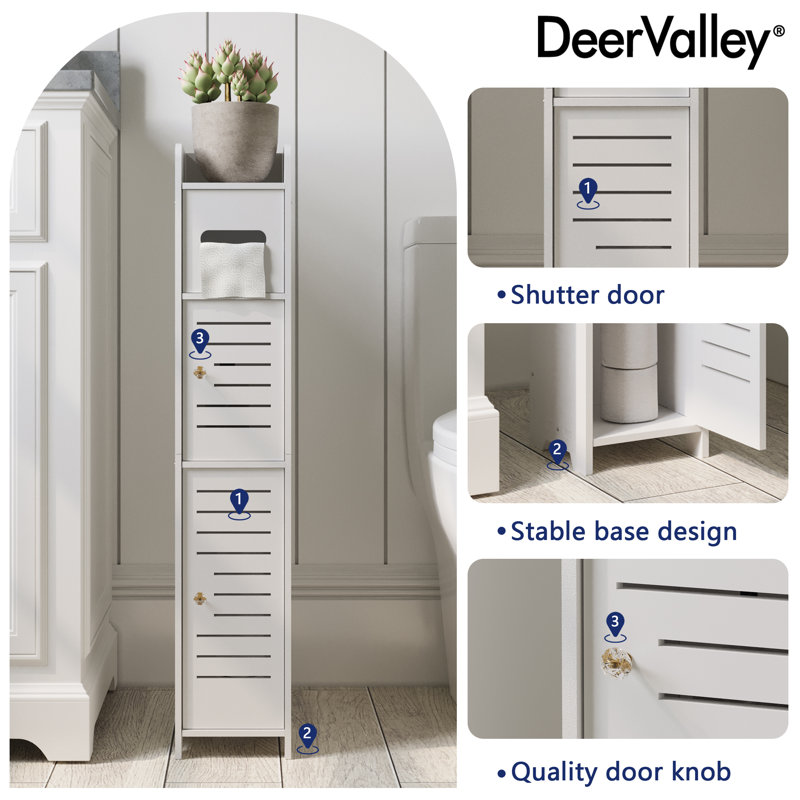 White PVC Bathroom Storage Cabinet with Toilet Paper Holder