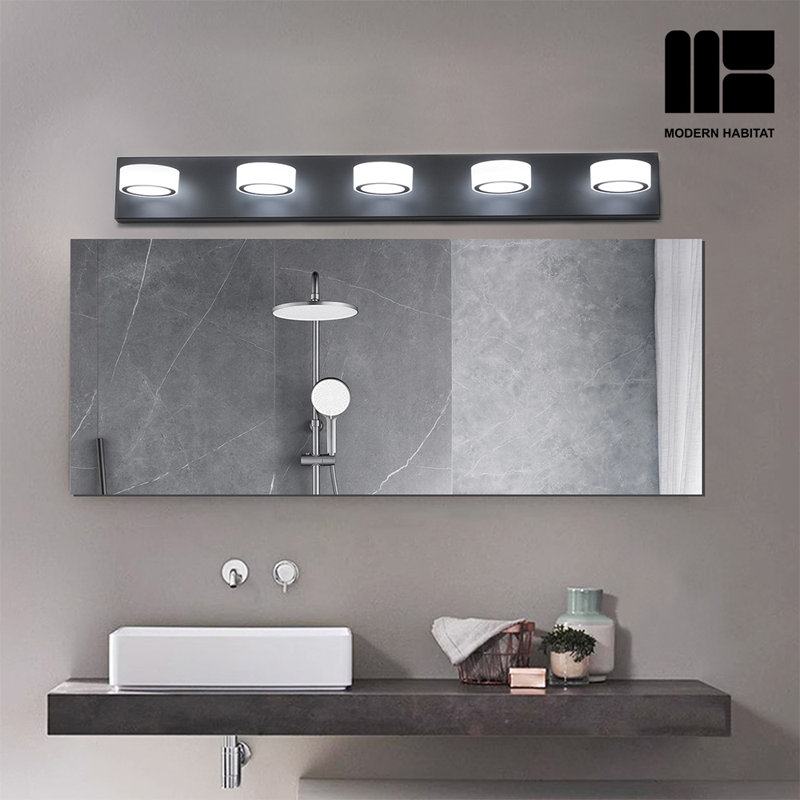 Black Adjustable 5-Light LED Vanity Light with Dome Shade