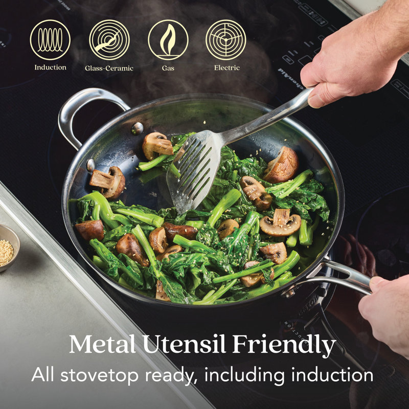 Anolon N2 Carbon Steel Fry Pan With Helper Handle, 12 Inch, Black