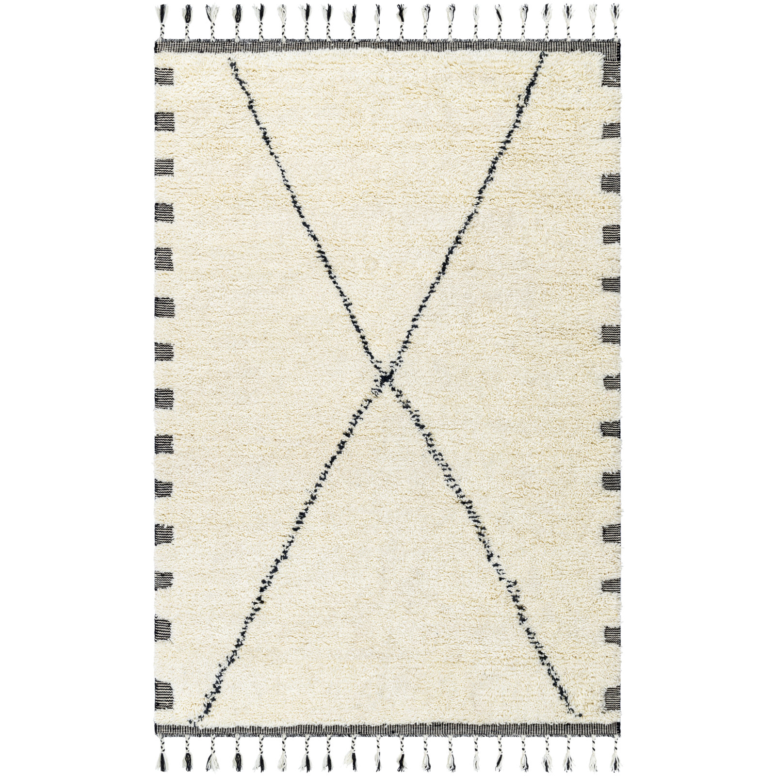 Jovan Handmade Wool White Rug, Rectangle 8' x 10'