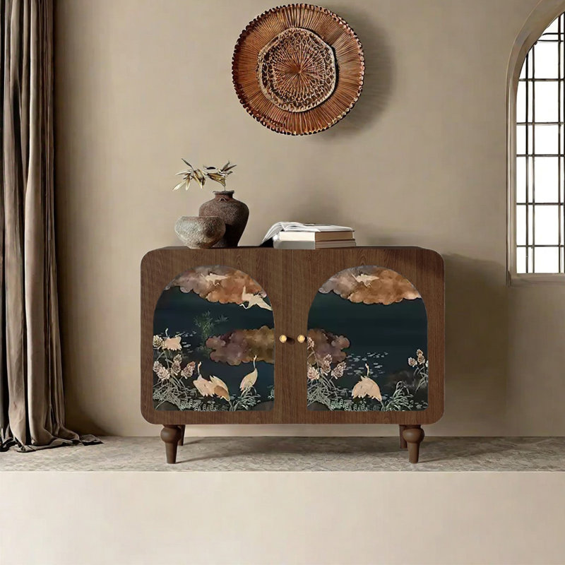 Armoire polyvalente à motif artistique, Brun noyer
