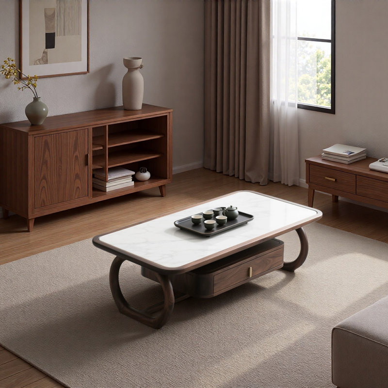 Table basse en noyer noir, H 17,7 po x L 51,2 po x l 27,6 po