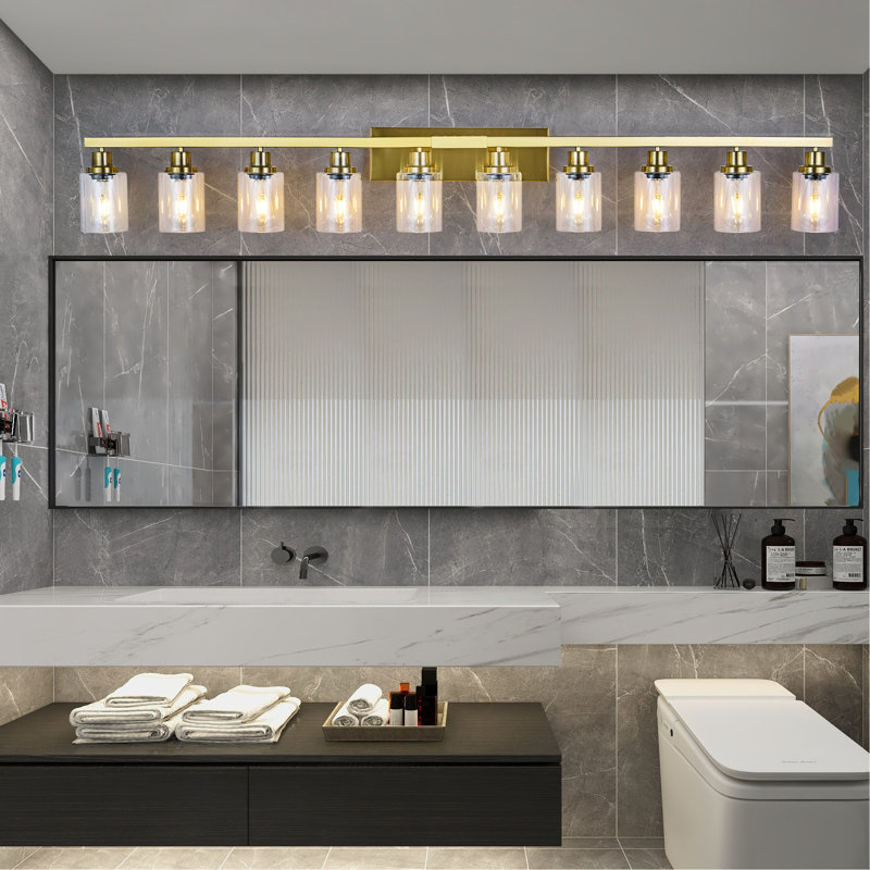 10 lumières de meuble-lavabo or pour miroir, éclairage mural moderne en or 52 pouces pour la chambre à coucher et le salon