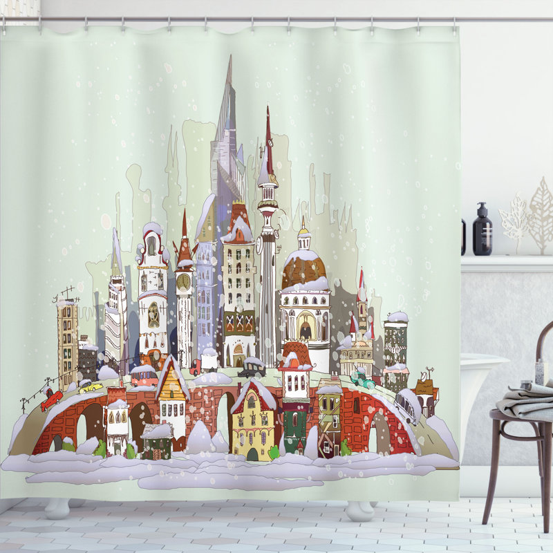 Shower Curtain with Hooks Included, 75" H x 69" W