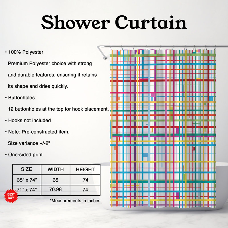 Simple Colors - Rideau de douche Premium 71, H 74 po x l 71 po