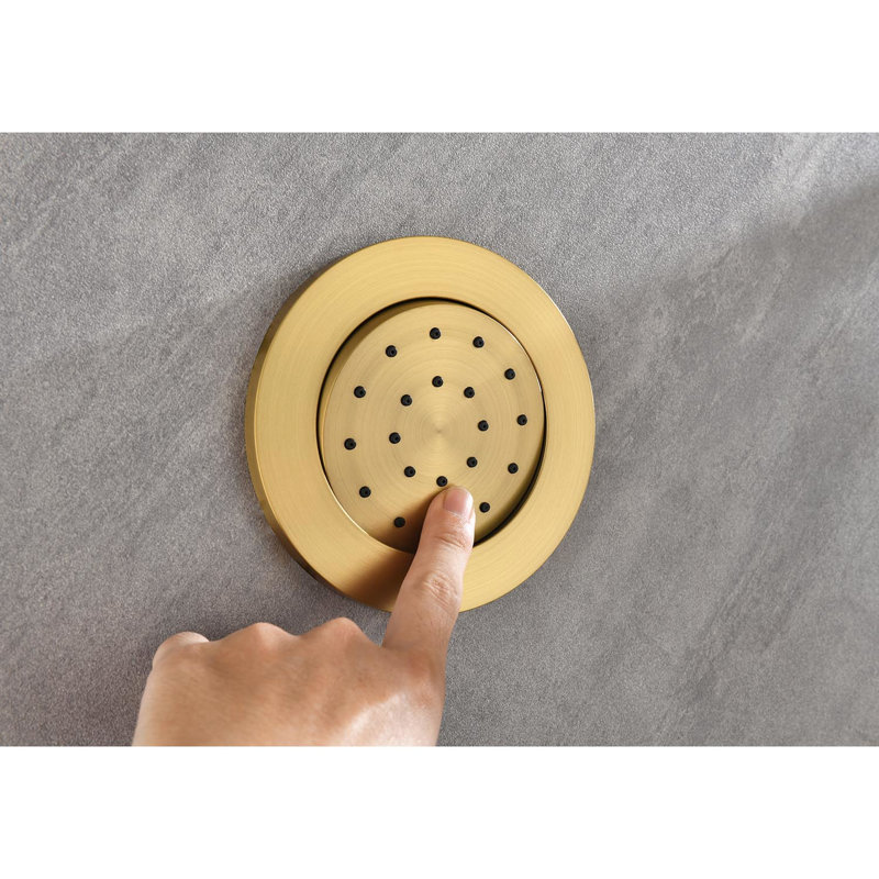 Stylish Shower System In Brushed Gold With Head & Hand Advanced Air Injection Technology Hose, Brushed Gold