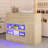 55" Reception Desk with LED Lights, Double-Layer Display Rack, L-Shaped Front Desk Reception Room Table Drawer With Lock-1722814936