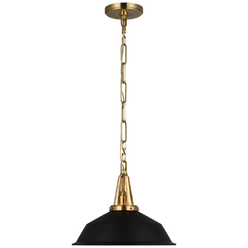 Chapman & Myers Layton Pendant, Antique Burnished Brass, Matte Black, 84.38" H x 14" W x 14" D