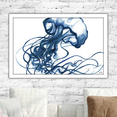«Jelly Fish in Blue», reproduction de peinture à l'aquarelle