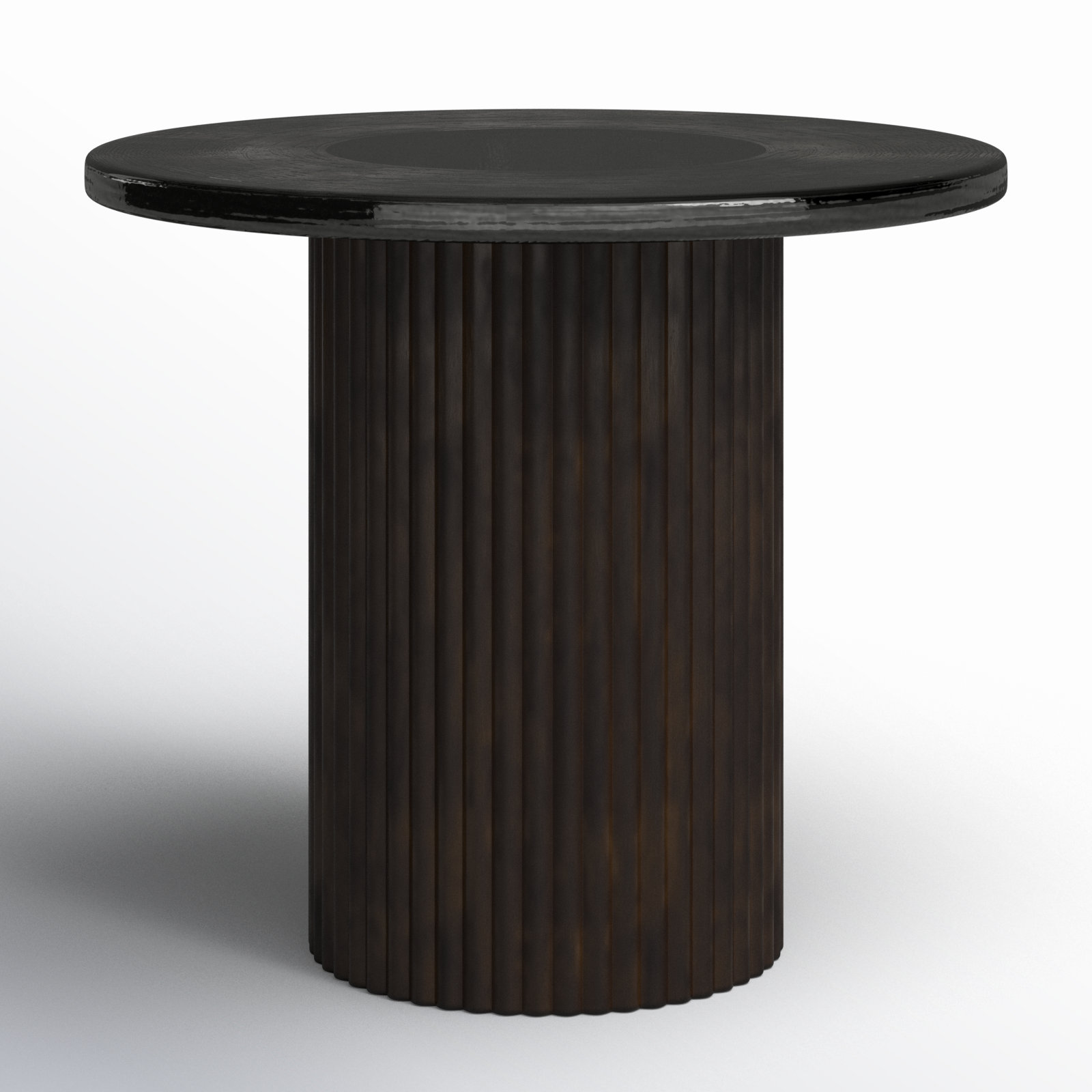 Daila Glass End Table, Moss Cast Glass Top/Rustic Brown Base