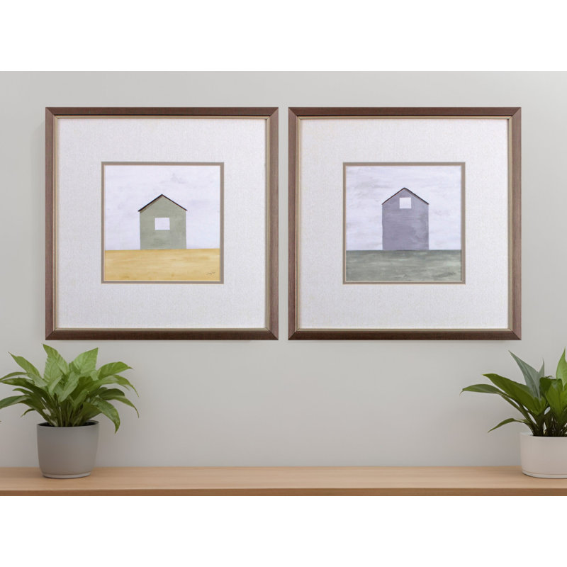 Set Of Two Rural Simplicity Wood Brown Framed Wall Art