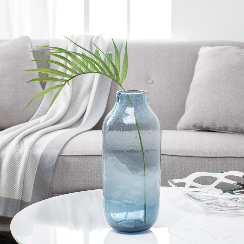 Vase de table en verre soufflé à la main 13,5 po Coastal Swirl, H 13,5 po x l 6 po x P 6 po