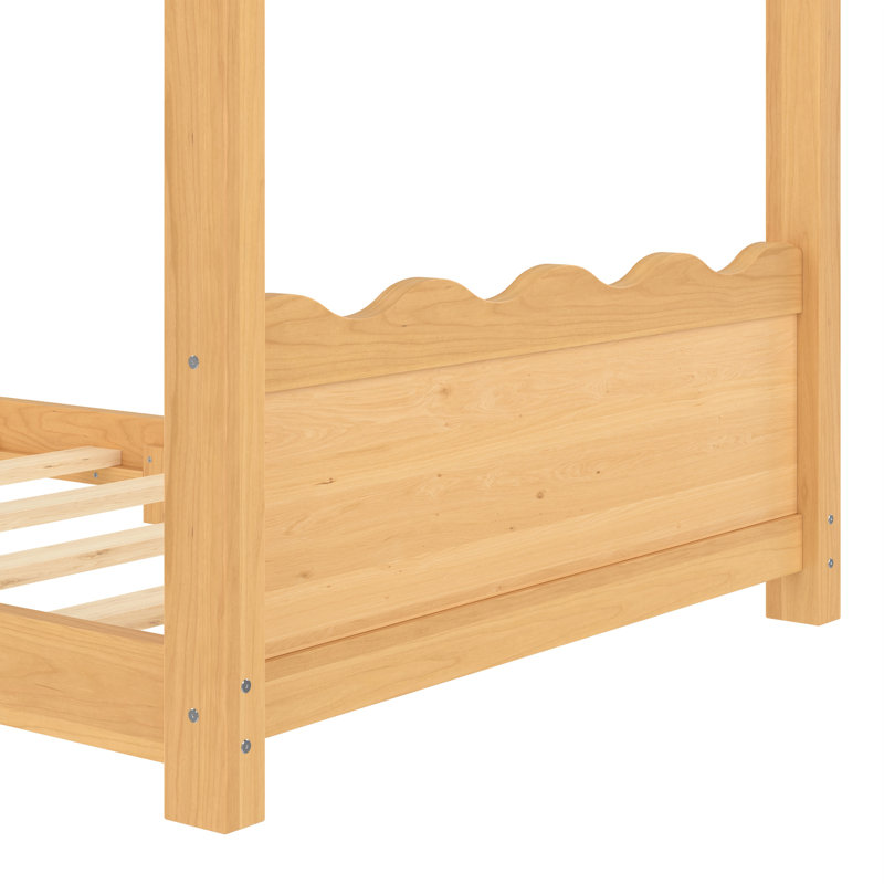 Lit de maison avec lattes de soutien, cadre de lit en bois massif pour enfants, Lit simple, Naturel