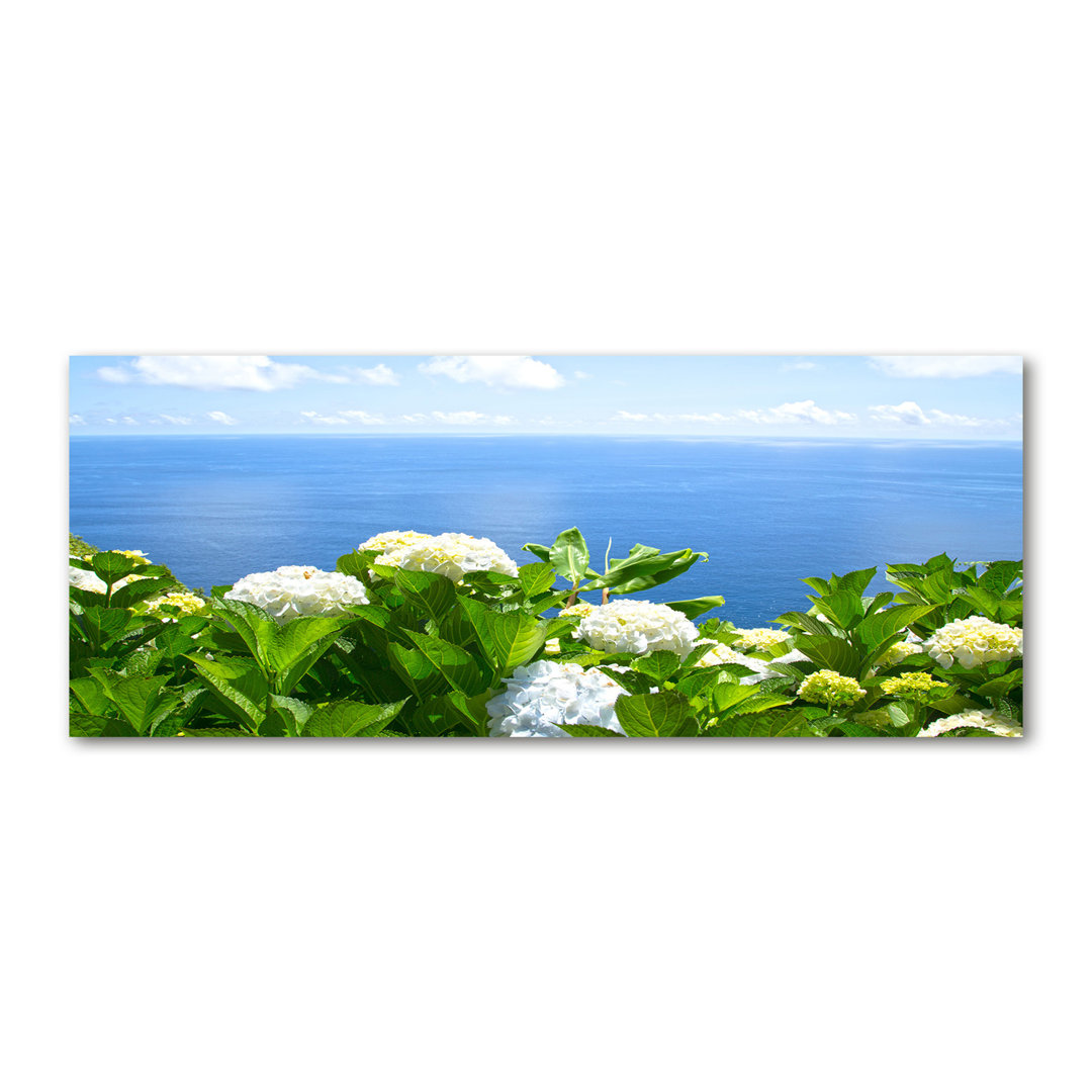 Leinwanddruck - Wandkunst - Drucke auf Leinwand - 125X50 Bildmotiv: Blumen am Meer