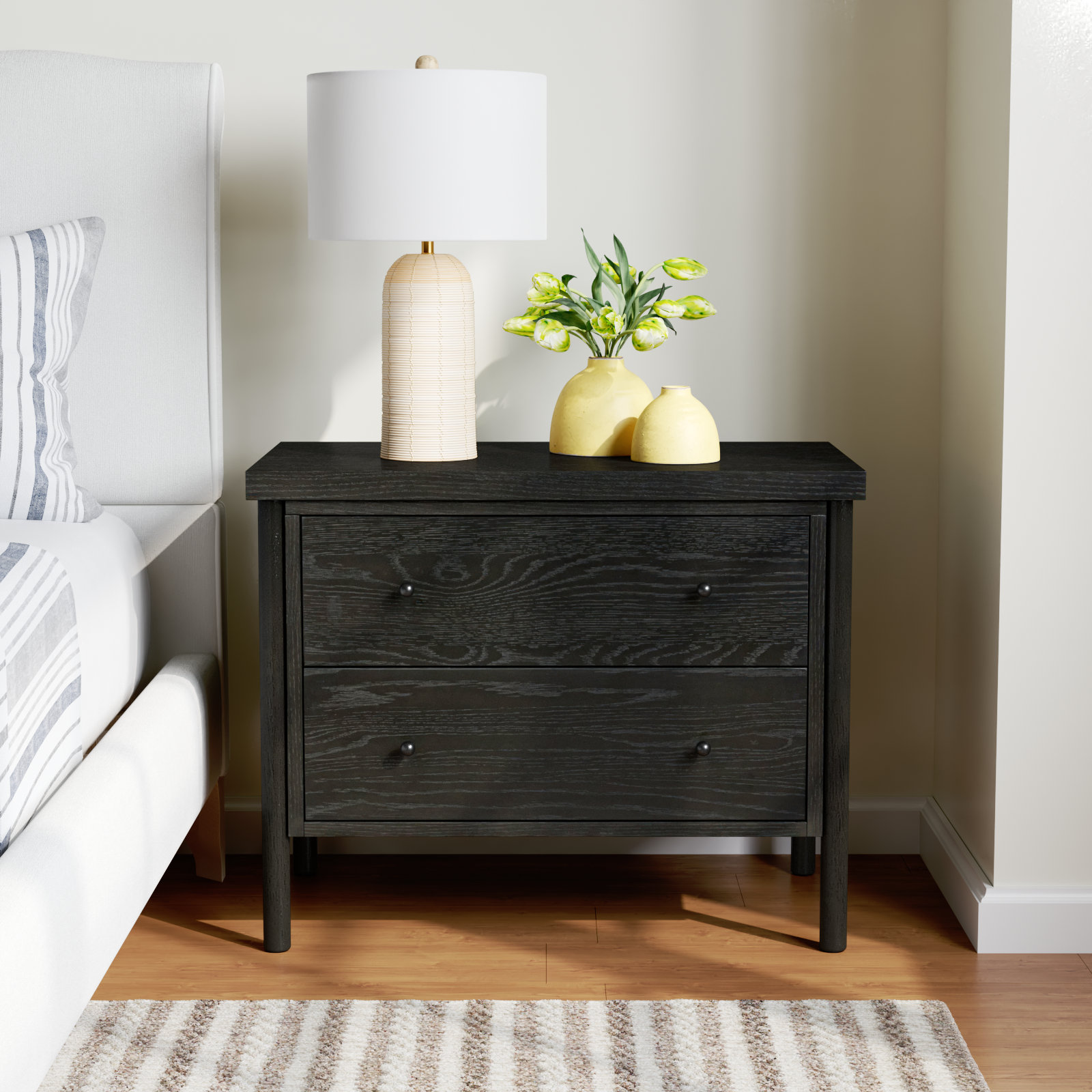 Linda Oak Nightstand, Ebony Oak