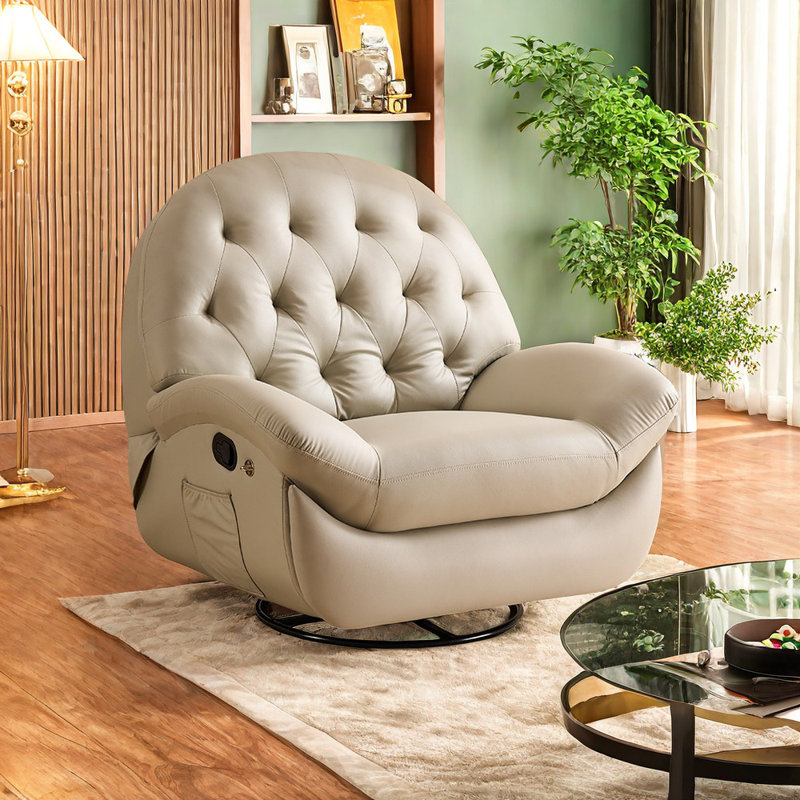 Fauteuil inclinable et pivotant en similicuir Seun, Gris
