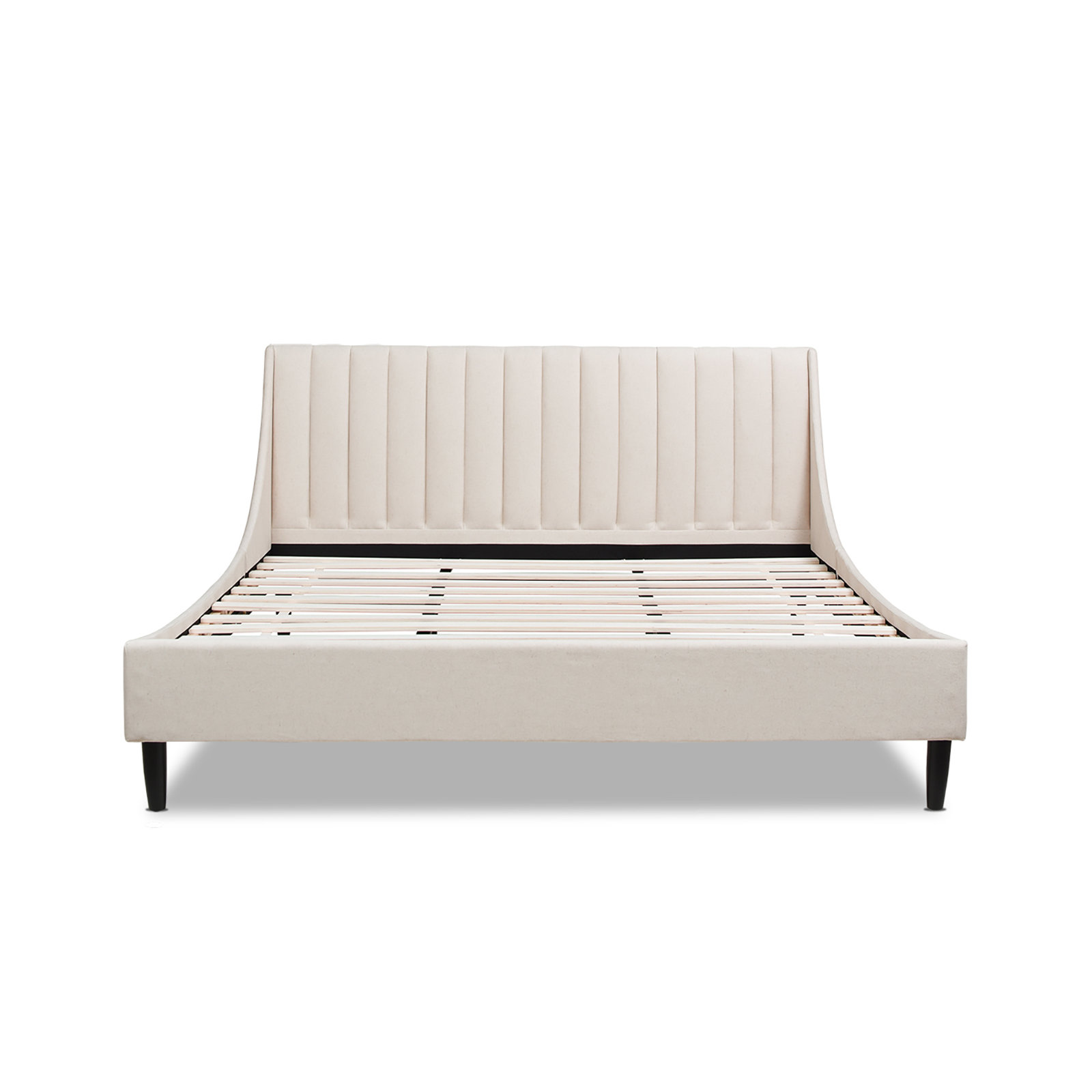 Helaina Upholstered Wingback Bed, Queen, French Beige Velvet
