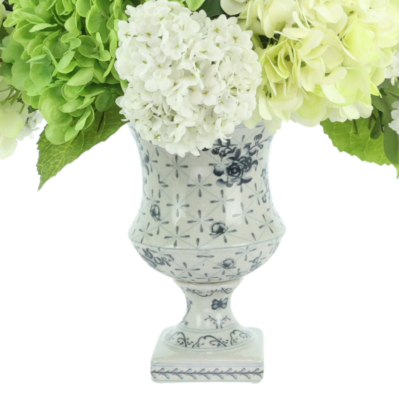 Mixed Hydrangeas In Decorative Vase