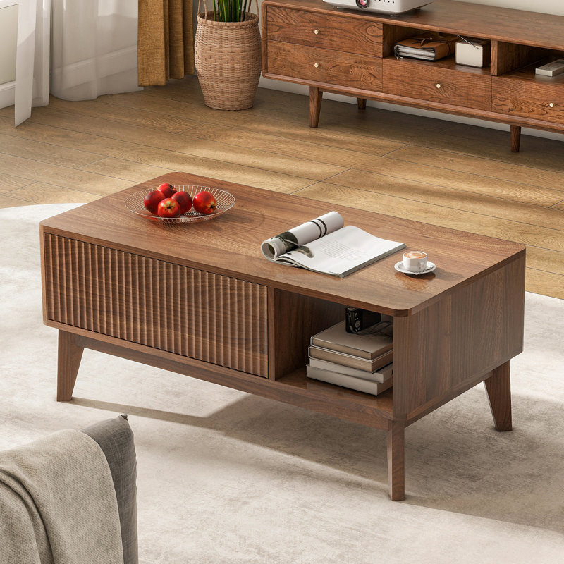 Table basse à plateau relevable Rhyth, Noyer