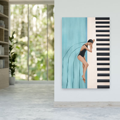 Swimmer'S Piano Dream Abstract Minimalist Modern Wall Art Print by Flow Line - Print