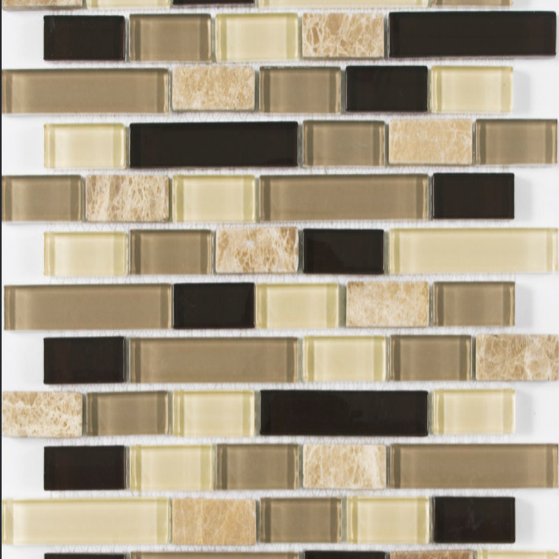 Carreau de mosaïque en verre 12 po x 12 po Victory Brick, Espresso