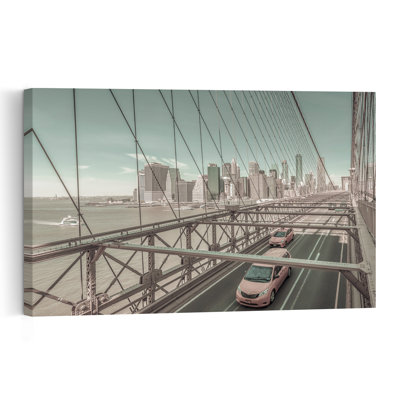 Brooklyn Bridge Skyline Retro Vintage Abstract Architecture City Wall Art Print
