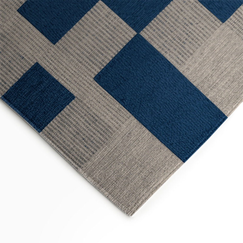 Checkered Gray Indoor and Outdoor Area Rug, Rectangle 3' x 5'