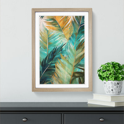 Palm Leaf Action Painting No.2 - Single Picture Frame Print on Wood