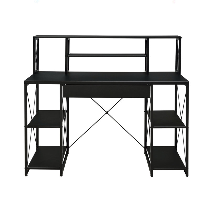 Writing Desk With One Drawer And 8 Open Compartment, Black