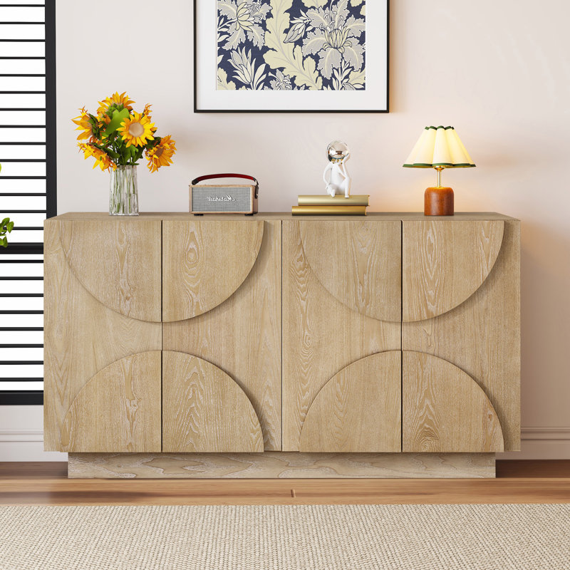 Evania 56.3" Sideboard With Large Storage And Adjustable Shelves, Natural