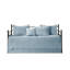 Housse de lit de jour réversible à bords festonnés en bleu - 6 pièces, 100% microfibre, rembourrage en mélange de coton, taille simple, housse rabattable de 17 pouces, 15 pouces, 3 taies décoratives, 1 coussin décoratif, bordure à aspect rustique