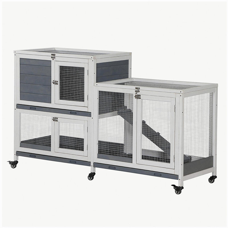 Cage à lapins en bois pour animaux de compagnie PawHut