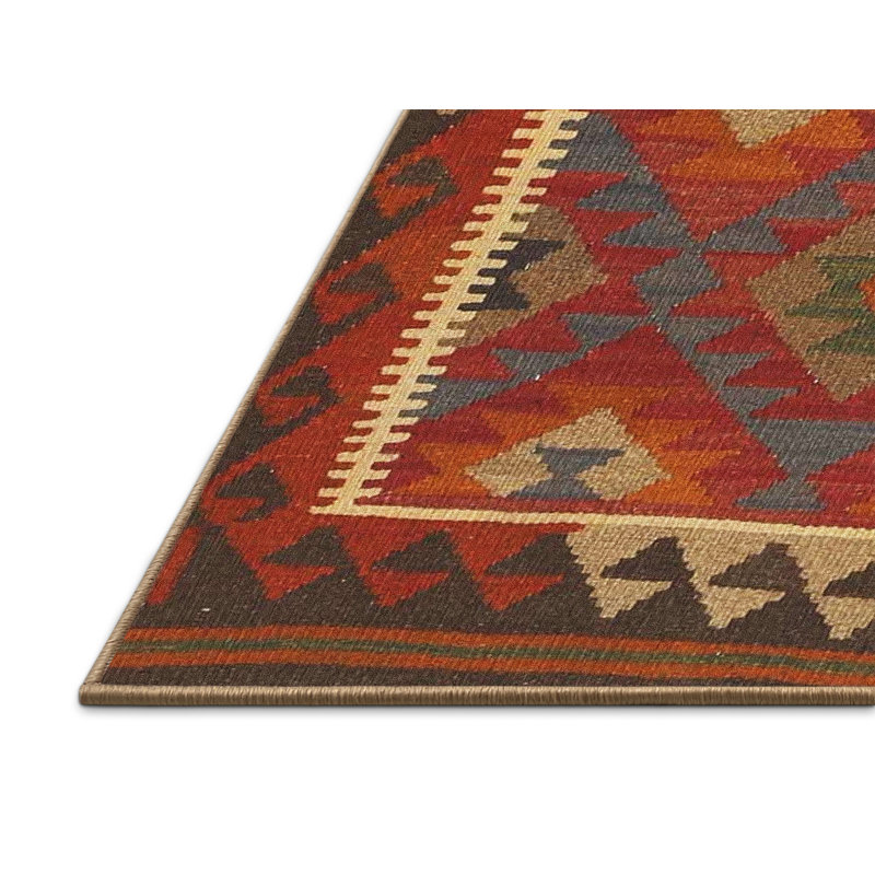 Rouge sud-ouest/brun/bleu Tapis décoratif, Rectangle 3 pi x 5 pi