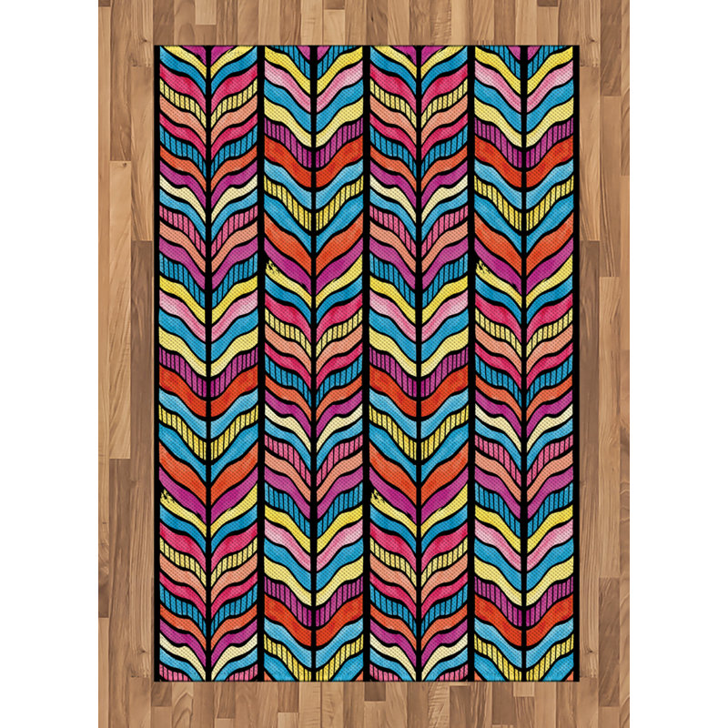 Abstract High Density Long Fiber Poly Threads Decorative Area Rug Carpet, Rectangle 4' x 5'8"