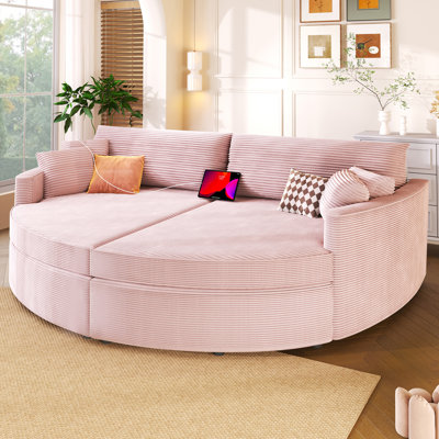Oversized Double Chaise Lounge Sofa Bed With Deep Seat And USB Ports, Ideal For Relaxing And Comfortable Living Room Experience